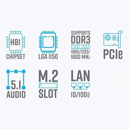 CPUWala H81 Motherboard Assembly Kit with Processor I7 4th (4770/4790/4790S) Gen 3.20 to 3.60 Ghz + 16GB DDR3 RAM + CPU Fan + ATX (1 Year Replacement Warranty)