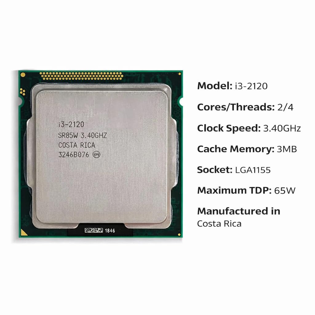 H61 Motherboard Kit with Core i3 2nd Gen (2120/2100) Processor, 4GB DDR3 RAM (Single Stick), CPU Cooling Fan, Desktop PC Combo Bundle for Home, Office, Everyday Use – 2 Year Replacement Warranty