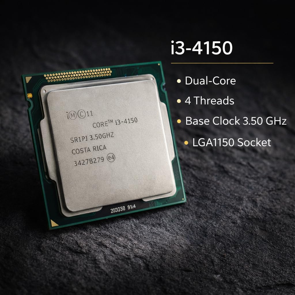 Core i3 4130/4150/4160/4170/4330/4340/4350/4360/4370 4th Generation, 2.9 GHz Upto 3.8 GHz, LGA 1150 Socket, 2 Cores, 4 Threads, 3/4 MB Cache, Desktop Processor, 1 Year Warranty (Silver)