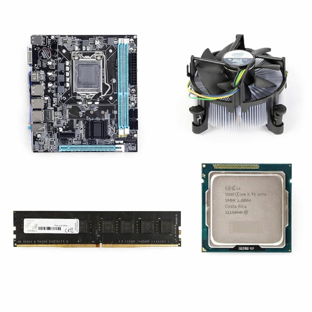H61 Desktop Motherboard Combo with i7 3rd Gen 3770/3770S Processor 3.20GHz Up to 3.90GHz, 4GB DDR3 RAM, CPU Fan, LGA1155 PC Upgrade Kit for Home Use, 2 Year Warranty