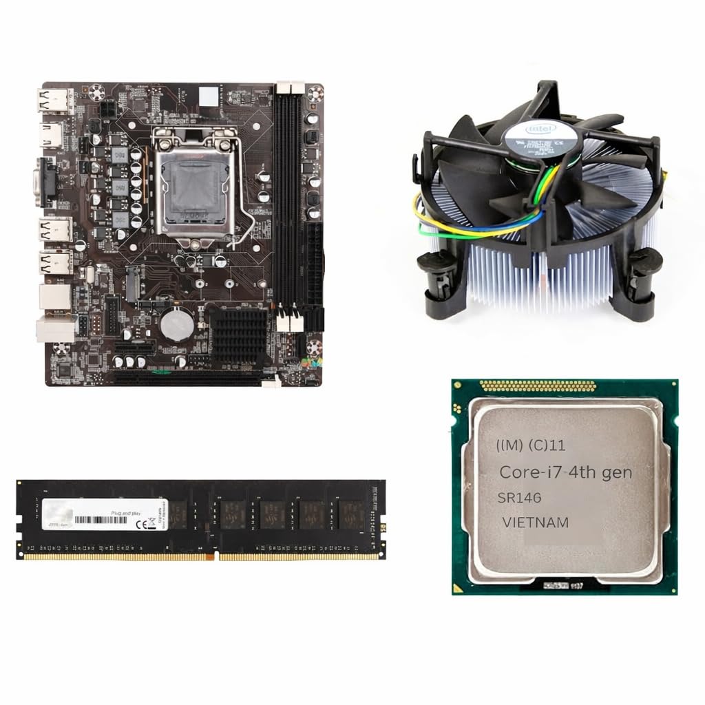H81 Motherboard Assembly Kit with Processor I7 4th (4770/4790/4790S) Gen 3.20 to 3.60 Ghz + 16GB DDR3 RAM + CPU Fan + ATX (1 Year Replacement Warranty)