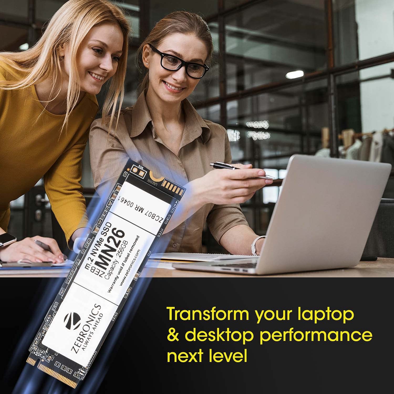 ZEBRONICS ZEB-MN26 256GB M.2 NVMe Solid State Drive (SSD), with 1900MB/s Read Speed, PCIe Gen 3.0, Next Level Performance, Ultra Low Power Consumption, Thermal Management & Silent Operation, PCIE x 4