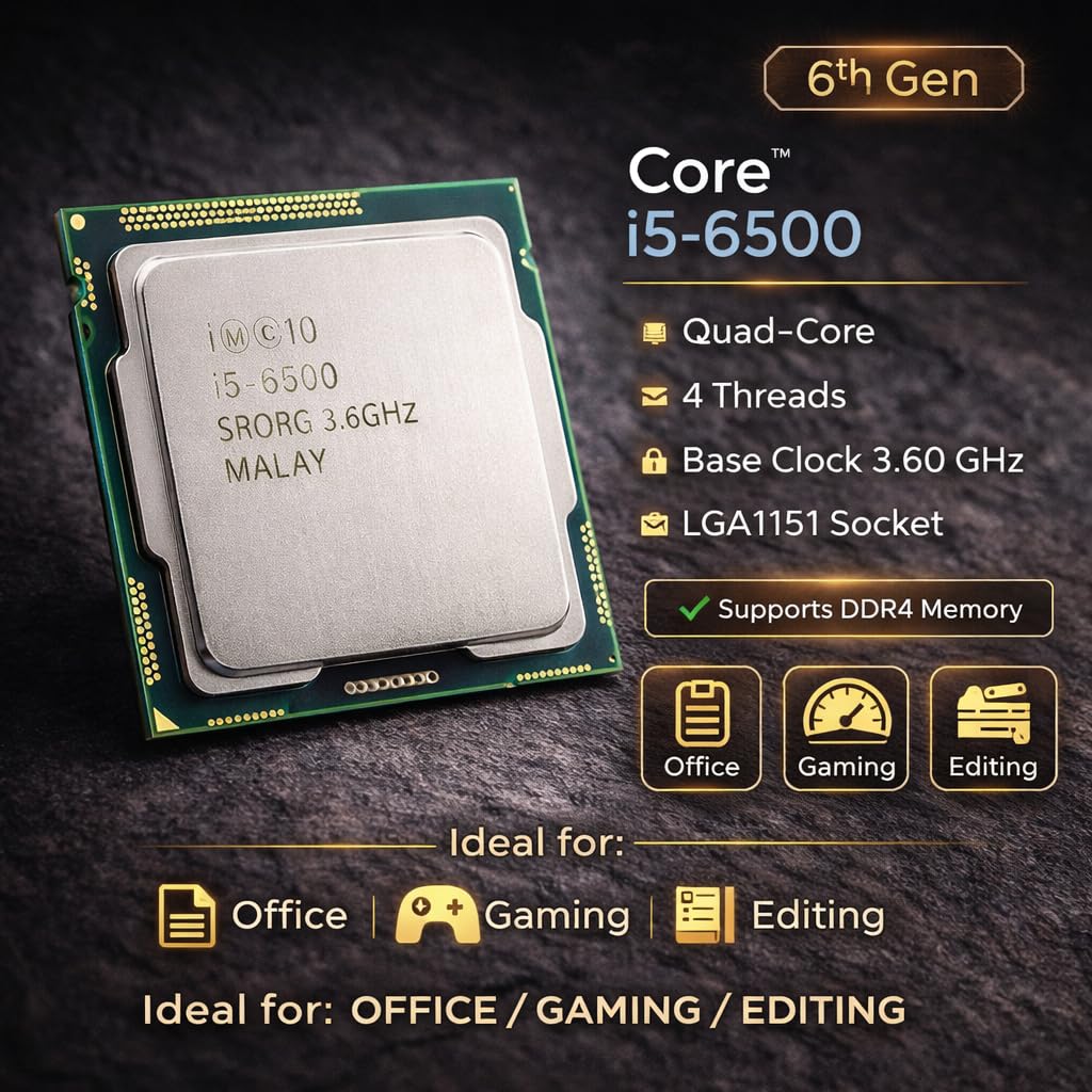 Core i5 6400/6402/6500/6600/6685 6th Generation, 2.2/2.5/2.7/2.8/3.2/3.3/3.5 GHz, FCLGA 1151 Socket, 4 Cores, 4 Threads, 6 MB Cache, Desktop Processor, 1 Year Warranty (Silver)