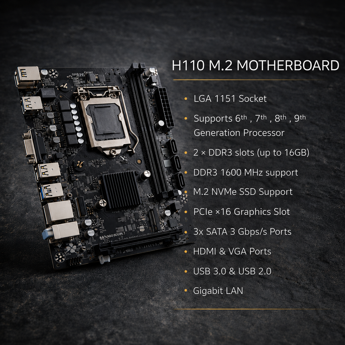 High Performance Assembled Desktop Computer | i3 7th Generation Processor | H110 Motherboard | 8GB DDR3 RAM | 512GB SSD | WiFi + Bluetooth | HDMI & VGA | Office, Business, Home, Study PC