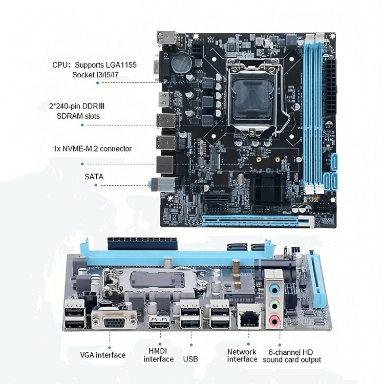 Professional Desktop Computer - Core i3 2nd Generation, 8GB DDR3 RAM, 128GB SSD, Ethernet/HD Graphics 2000, USB 2.0, Windows 10 Pre-Installed - Ideal for Office and Students, Black