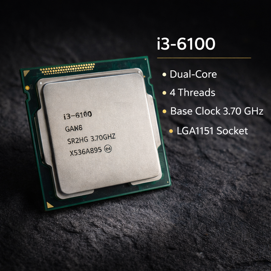 Computer Desktop CPU Core i3-6th 3.70GHz Gen (i3-6100 II USB 3.0 II WiFi II HDMI II VGA II HD Graphics 630 II Ethernet II Win 11 & MSO) Basic Software Installed (128, GB, 4, GB)