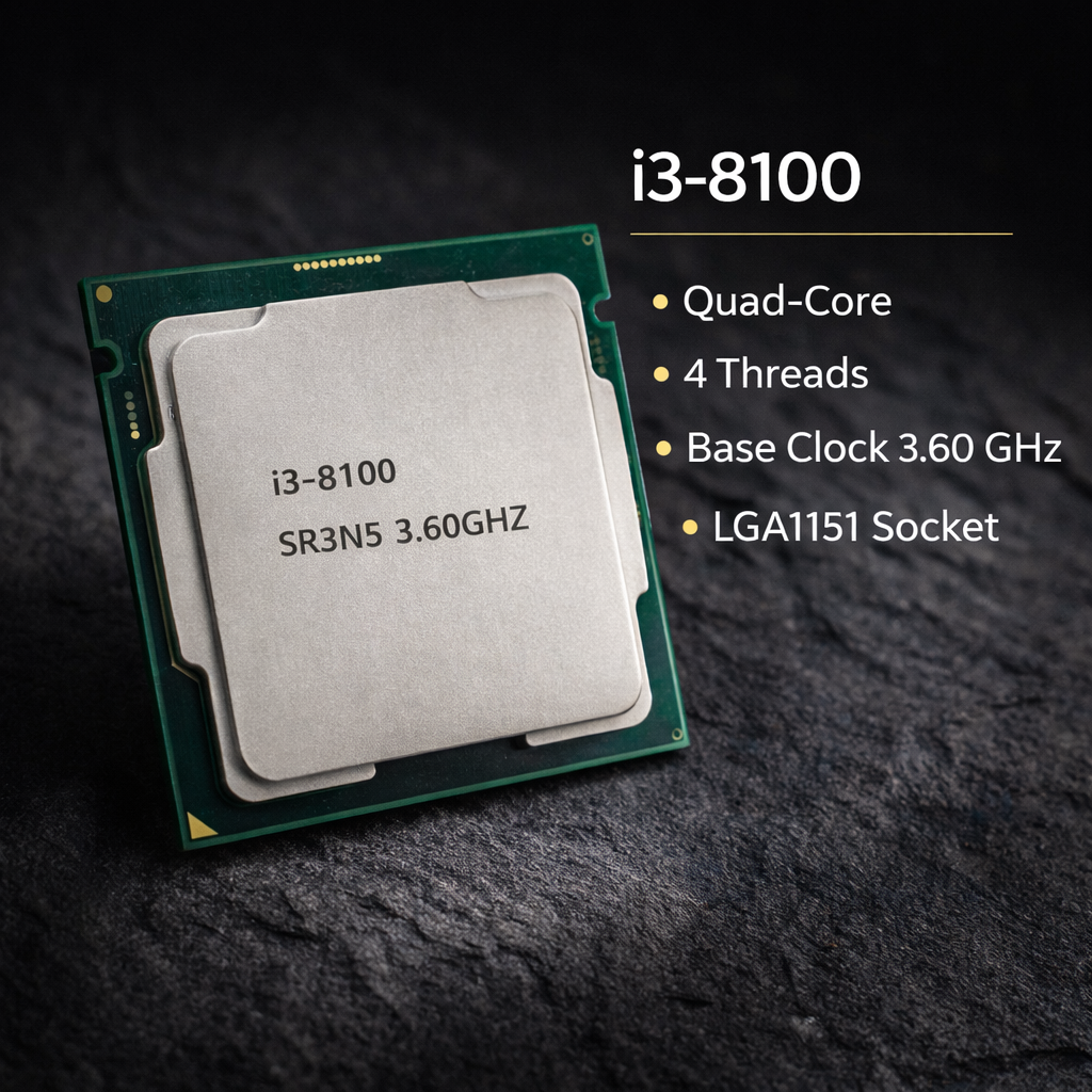 Computer Desktop CPU Core i3-8th 3.60GHz Gen (i3-8100 II USB 3.0 II WiFi II HDMI II VGA II HD Graphics 630 II Ethernet II Win 11 & MSO) Basic Software Installed (128, GB, 4, GB)
