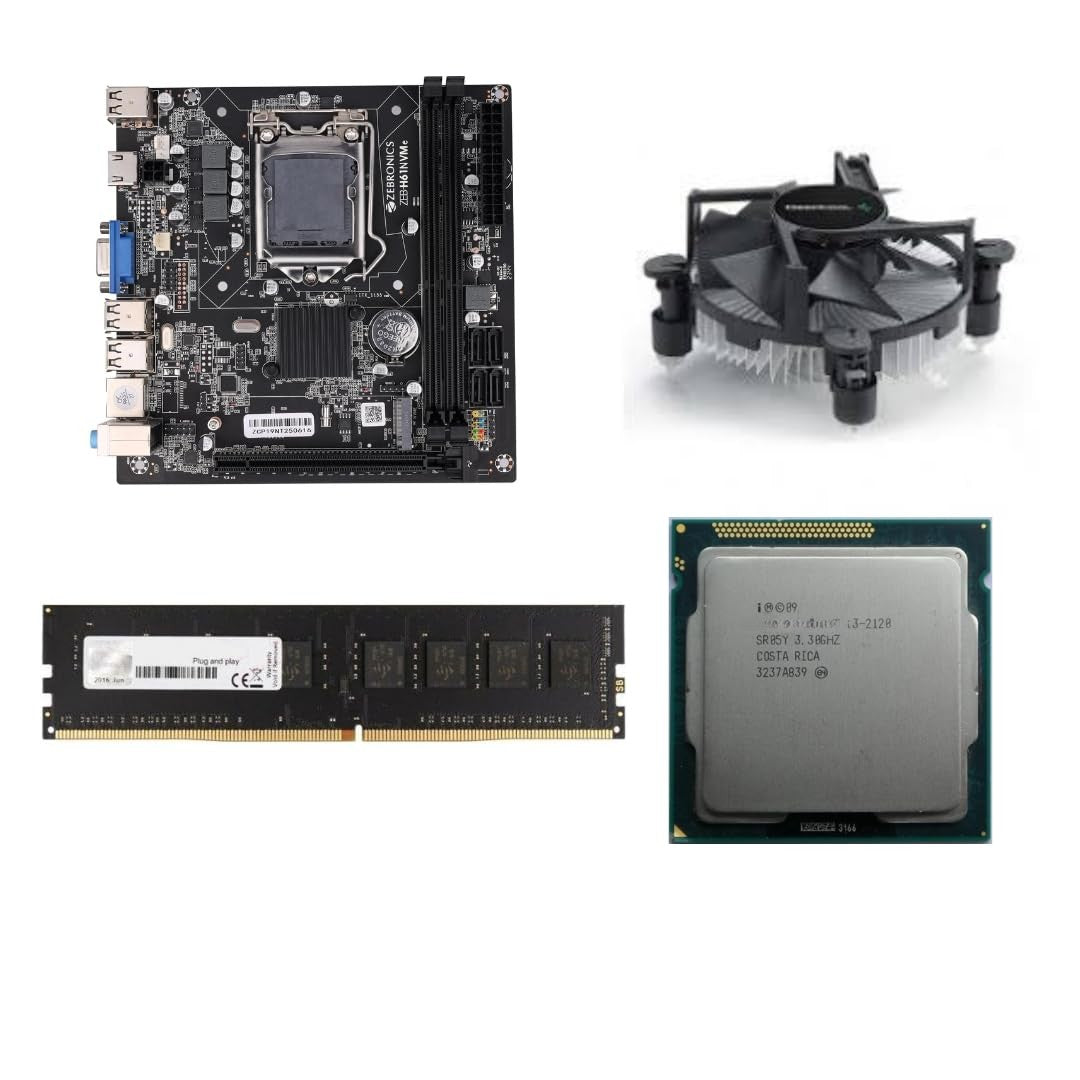 H61 Motherboard ATX Kit with Processor i3 2nd Gen (2120/2100) + 8GB RAM DDR3(Single Stick) + CPU Fan (2 Year Replacement Warranty)