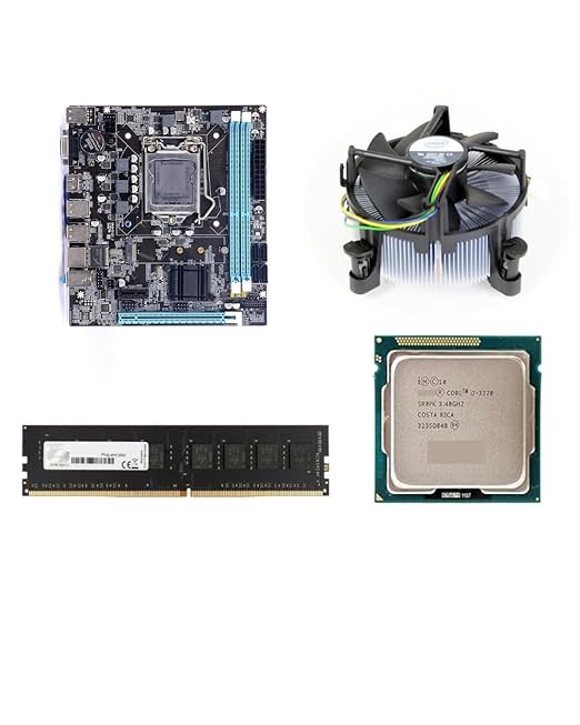 H61 Micro ATX Motherboard Assembled Kit with Processor i7-3770/3770s 3rd Gen 3.20 Ghz-3.40Ghz + 8GB RAM DDR3 + CPU Fan (1 Year Replacement Warranty)