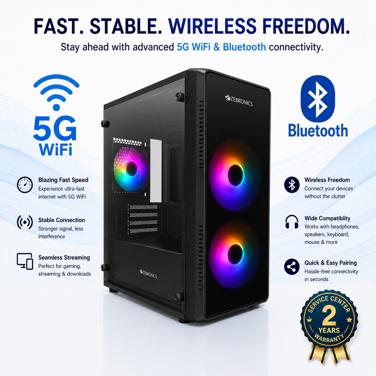 Assembled Desktop PC Core i5 4th Gen | 8GB RAM | 512GB SSD | Win 11 + MS Office | WiFi | HDMI VGA | USB 3.0 | RGB Gaming Cabinet (3 Fans) | 2 Year Warranty | Study, Office Use (8, GB, 512, GB)