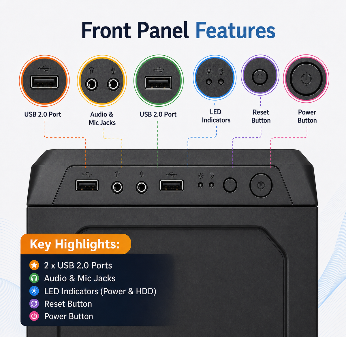 Assembled Desktop PC Core i5 4th Gen | 8GB RAM | 512GB SSD | Win 11 + MS Office | WiFi | HDMI VGA | USB 3.0 | RGB Gaming Cabinet (3 Fans) | 2 Year Warranty | Study, Office Use (8, GB, 512, GB)