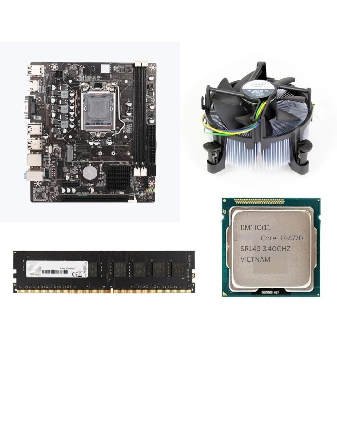 H81 Motherboard Combo Kit | Core i7 4th Gen 4770S/4790S Up to 4.00GHz | 16GB DDR3 RAM | LGA 1150 ATX | CPU Cooling Fan Included | Desktop Motherboard Processor Combo | 1 Year Warranty