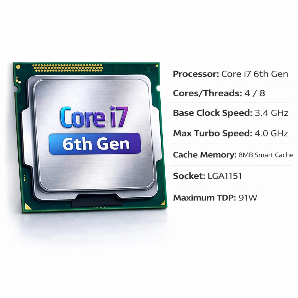 H110 Motherboard Combo Kit with Core i7 6th Gen 6700 (3.4GHz) Processor, 4GB DDR4 RAM, CPU Cooling Fan, LGA1151 Desktop Combo Pack, Ideal for Office & Home Use, 1 Year Replacement Warranty