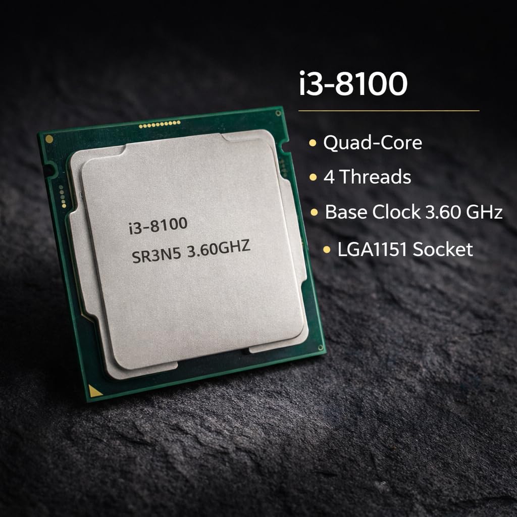 Core i3 8100/8300/8350 8th Generation, 3.1/3.2/3.6/3.7/4.0 GHz, LGA1151 Socket, 4 Cores, 4 Threads, 6/8 MB Cache, LGA 1151 Desktop Processor, 1 Year Warranty (Silver)