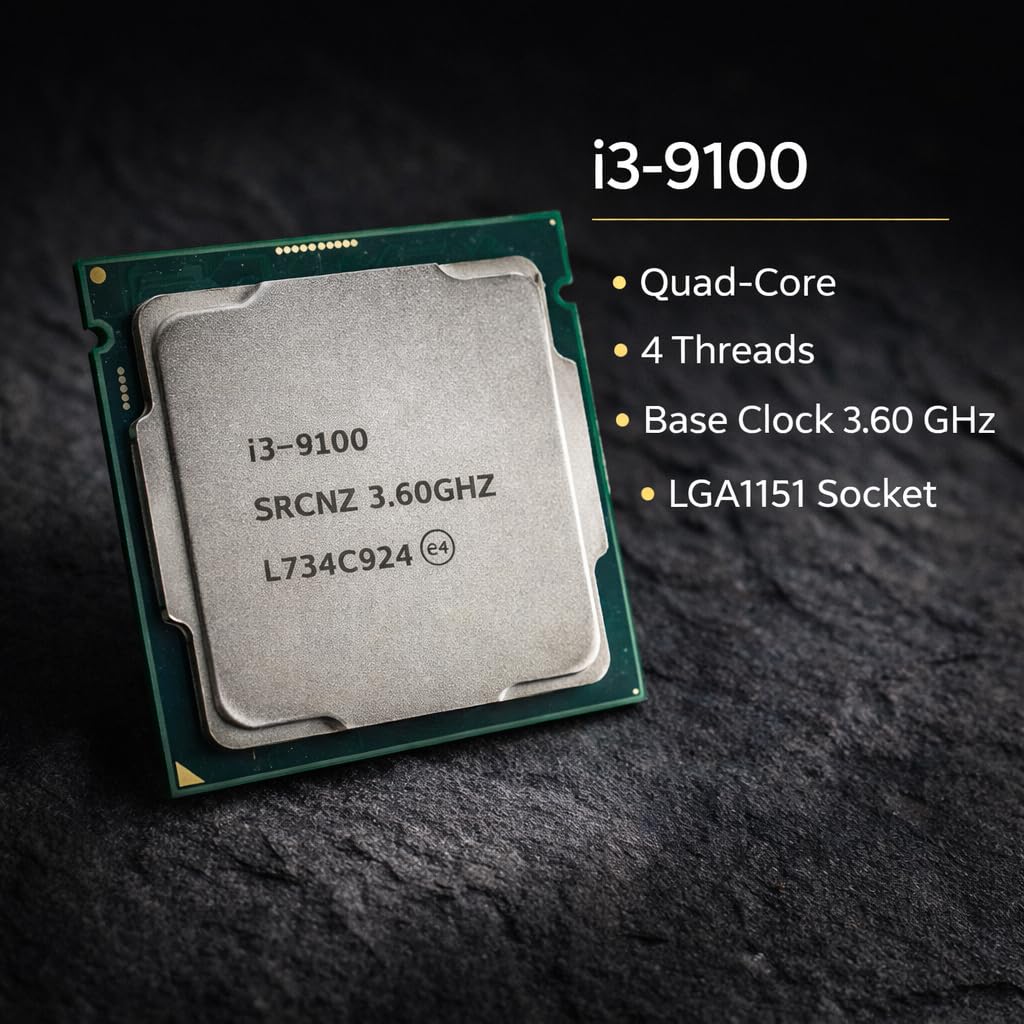 Core i3 9th Gen Desktop Processor (9100/9300/9320/9350) | 4 Cores 4 Threads | Up to 4.0GHz Turbo | LGA1151 CPU | 6/8MB Cache | 1 Year Warranty