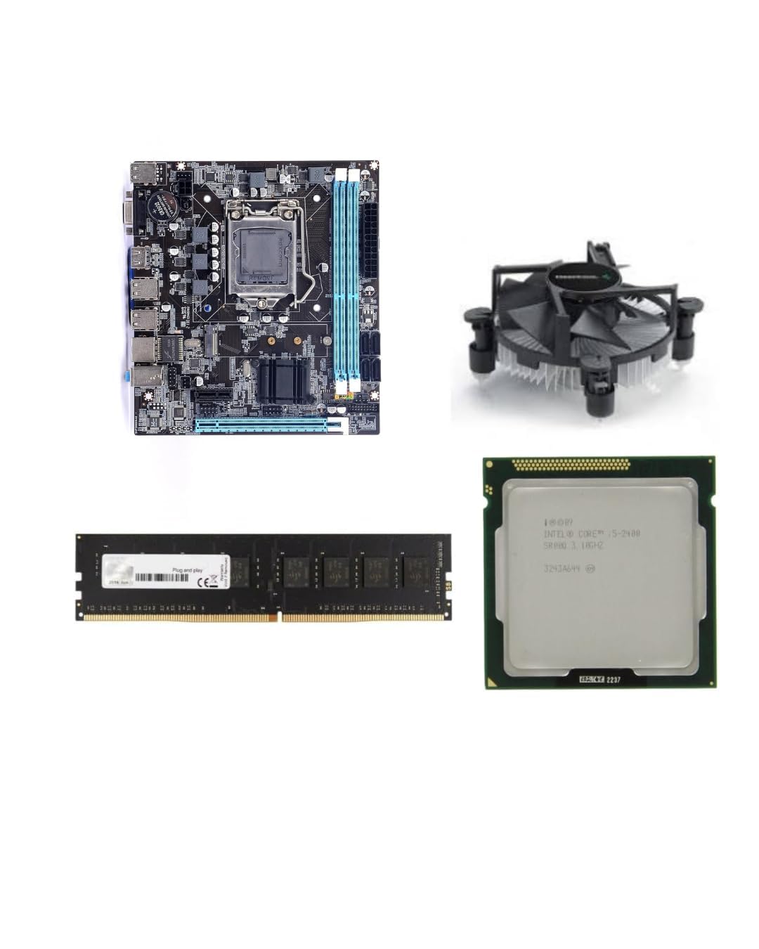 H61 ATX Motherboard Combo Kit | Core i5 2nd Gen 2400/2400S/2300/2500 Up to 3.80GHz | 8GB DDR3 RAM | CPU Cooling Fan Included | LGA1155 Desktop Processor Combo | 2 Year Warranty