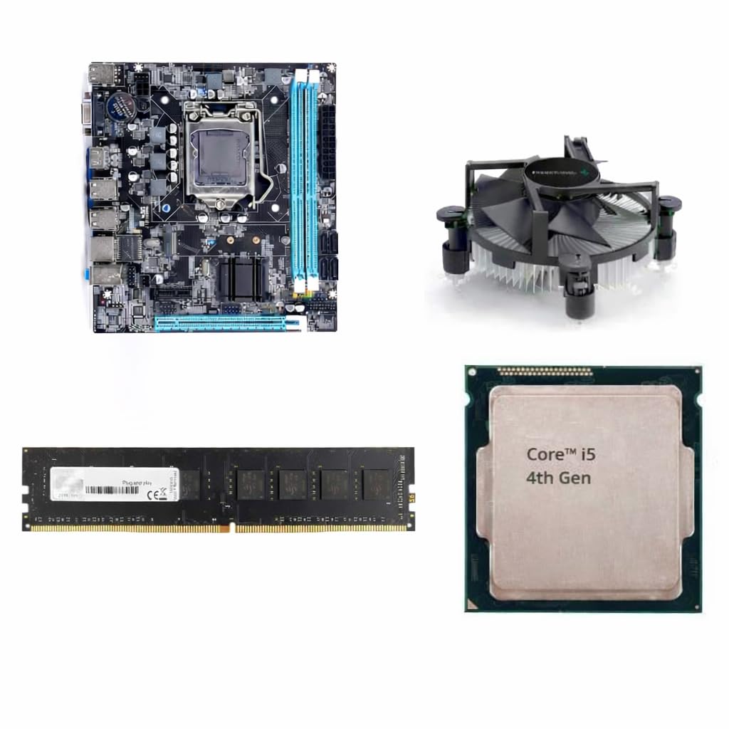 H81 Motherboard Combo Kit with Core i5 4th Gen Upto 3.3GHz Processor | 4GB DDR3 RAM | CPU Fan Included | 1 Year Warranty | Desktop Assembly Kit