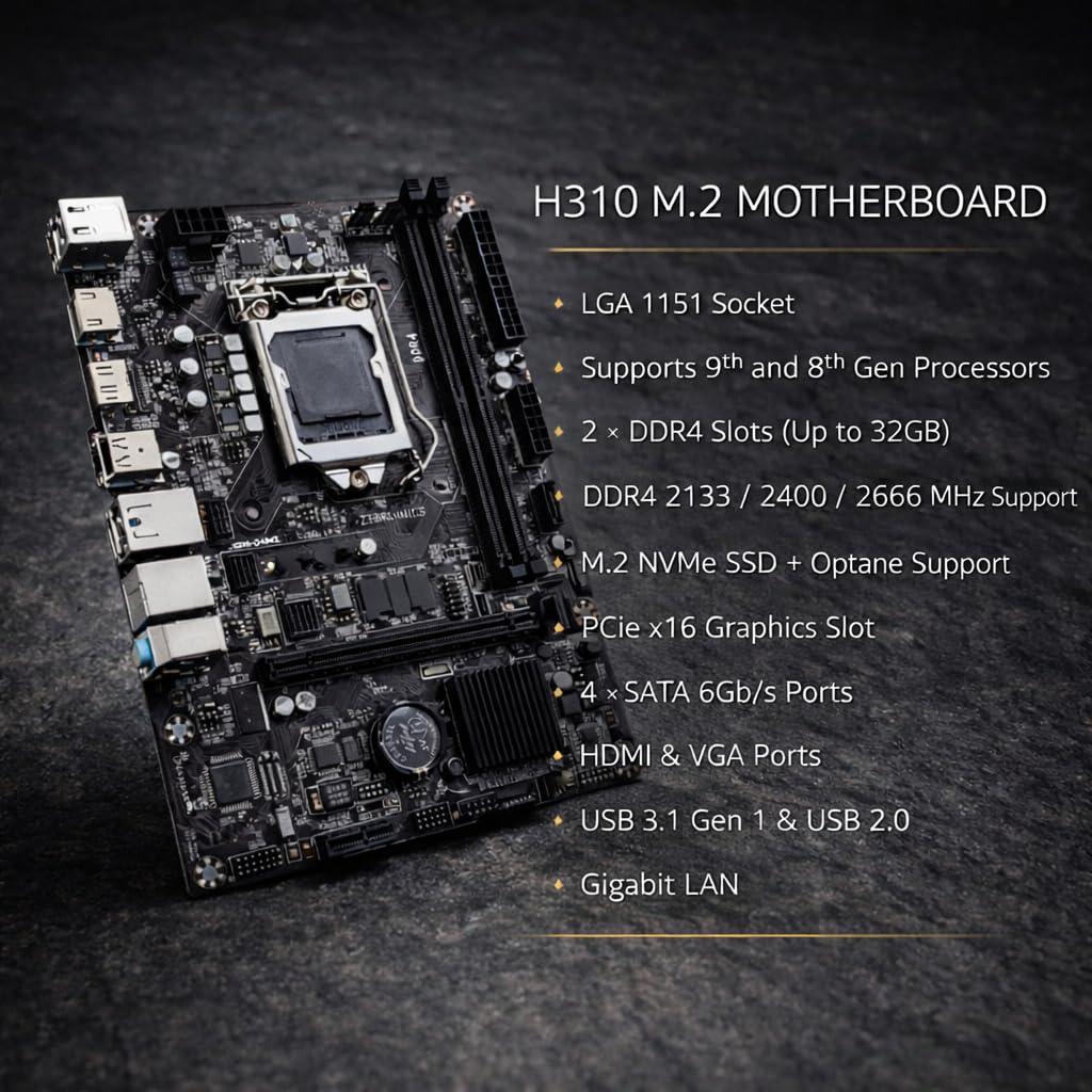 H310 Motherboard Combo with i3 8th Gen Processor, 4GB DDR4 RAM & Cooling Fan, LGA 1151 Desktop Upgrade Kit for Home, Office, Business & Daily Performance