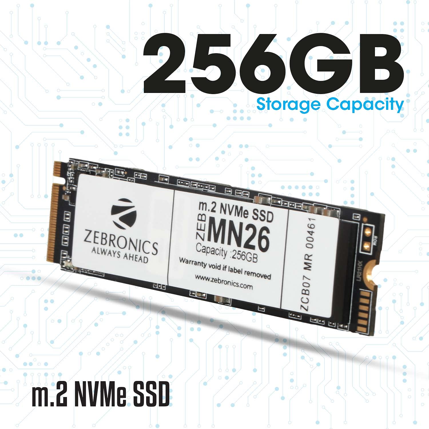 ZEBRONICS ZEB-MN26 256GB M.2 NVMe Solid State Drive (SSD), with 1900MB/s Read Speed, PCIe Gen 3.0, Next Level Performance, Ultra Low Power Consumption, Thermal Management & Silent Operation, PCIE x 4