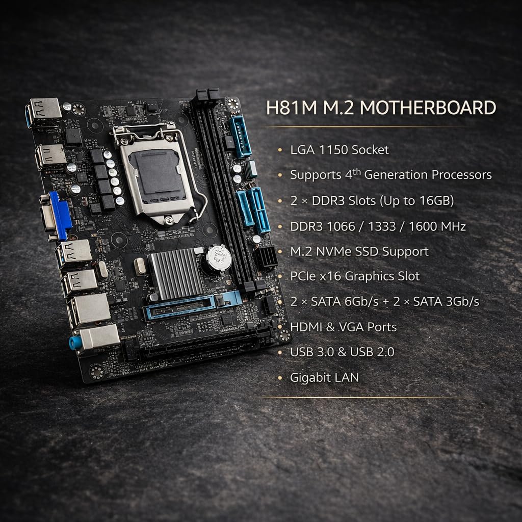 H61 Motherboard Combo with i7 3rd Gen Processor, 16GB DDR3 RAM & Cooling Fan, LGA 1155 Desktop PC Upgrade Kit for Editing, Business Workstations, Heavy Multitasking, High Performance Setup