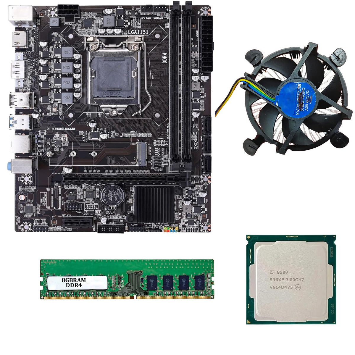 H310 Motherboard Combo with i5 8th Gen Processor, 8GB DDR4 RAM & Cooling Fan, LGA 1151 Desktop PC Upgrade Kit for Office Productivity, Business Applications, Multitasking, Fast Performance Setup