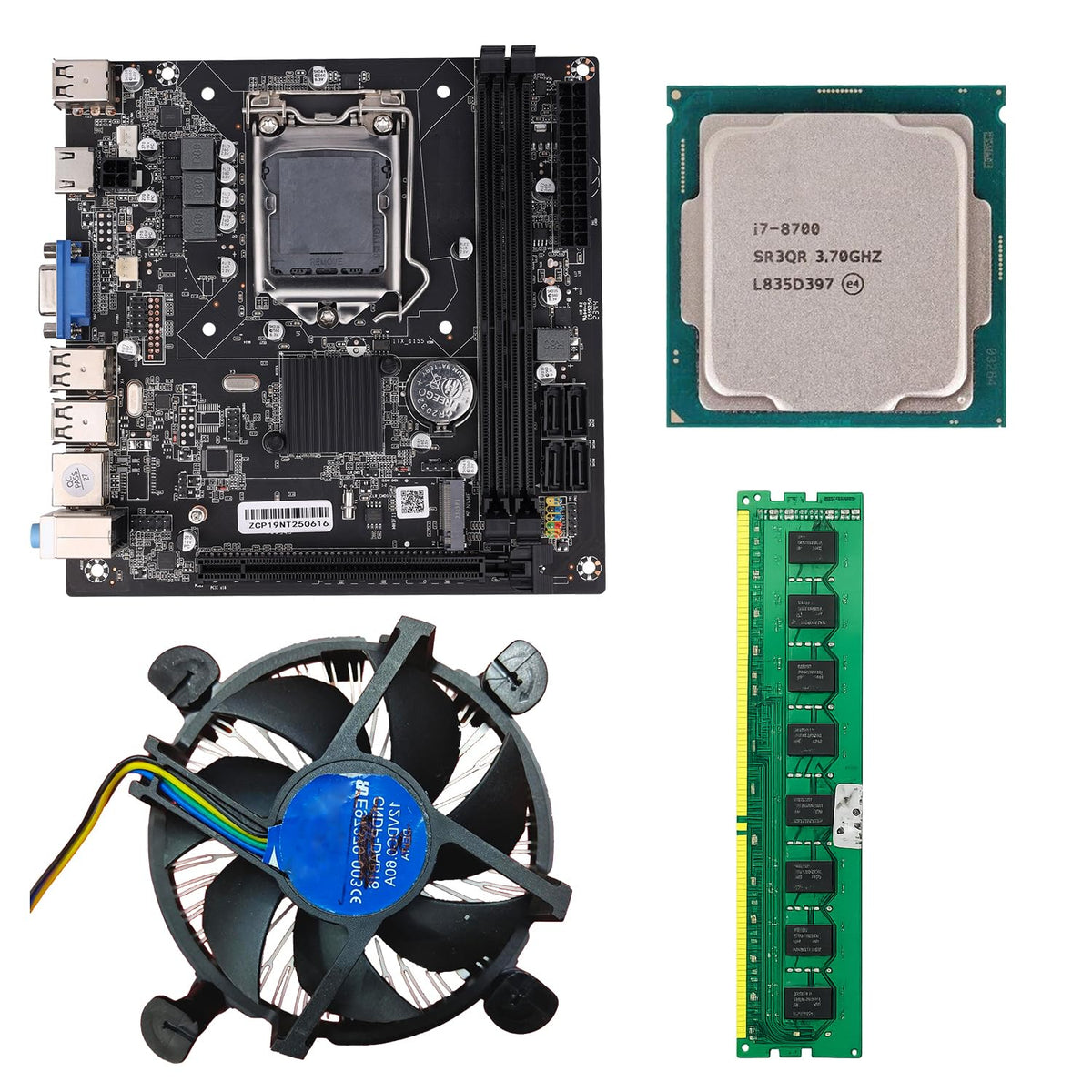 H310 Motherboard Combo with i7 8th Gen Processor, 8GB DDR4 RAM & Cooling Fan, LGA 1151 Desktop PC Upgrade Kit for Business Workstations, Productivity Software, Multitasking Setup