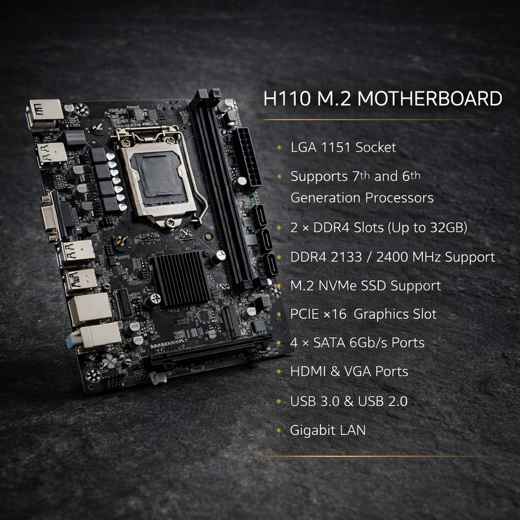 Computer Desktop CPU Core i3-6th 3.70GHz Gen (i3-6100 II USB 3.0 II WiFi II HDMI II VGA II HD Graphics 630 II Ethernet II Win 11 & MSO) Basic Software Installed (128, GB, 4, GB)