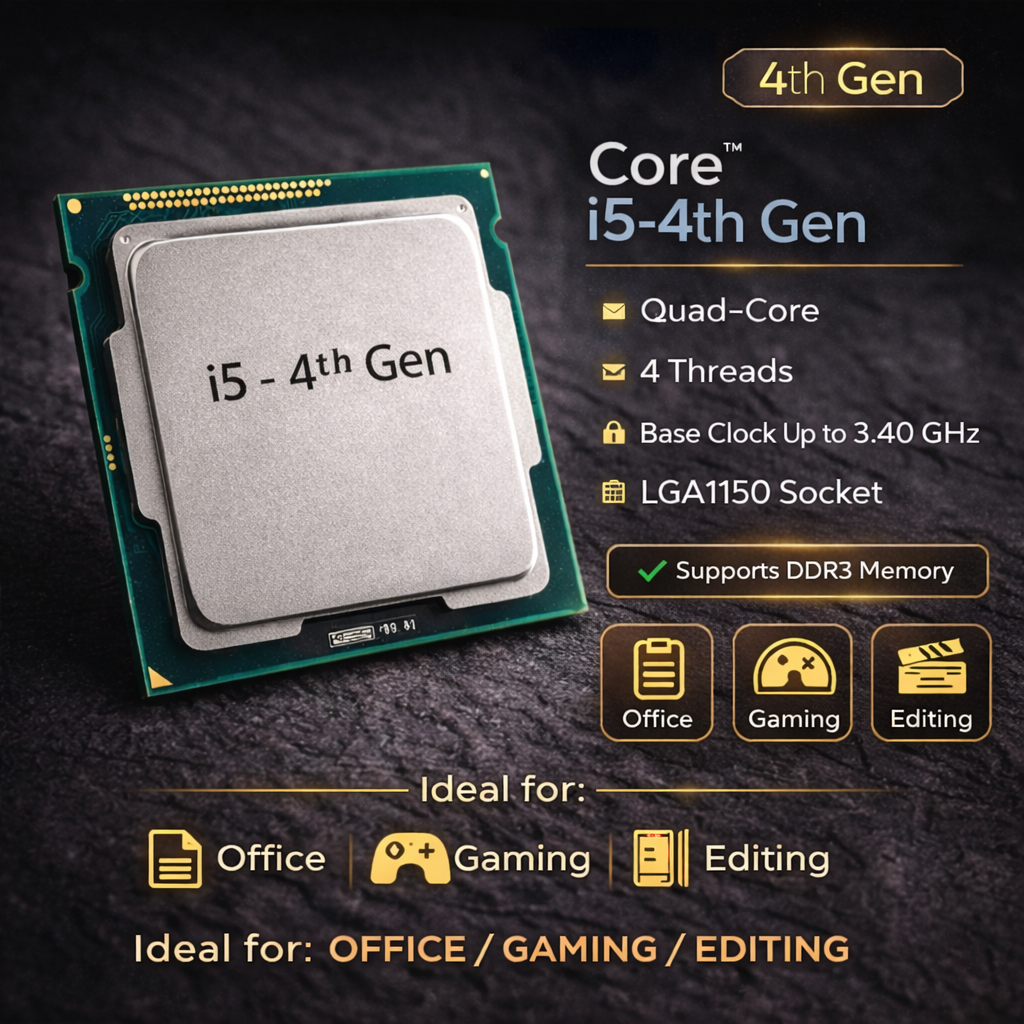 Desktop PC with H81 Motherboard, i5 4th Gen Processor, 8GB DDR3 RAM, 128GB SSD, 1 Fan RGB Cabinet, WiFi, HDMI, VGA, USB Ports, Prebuilt Computer for Office, Business and Billing