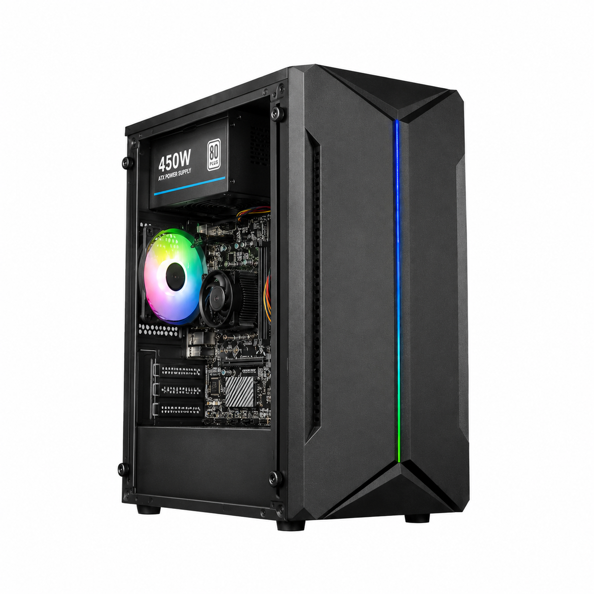 Assembled Desktop Pc Core i5 4th Gen Up to 3.70GHz | 8GB DDR3 RAM | 256GB SSD | Win 11 Pro + MS Office | WiFi+Bluetooth Dongle | HDMI VGA Ports| RGB Gaming Cabinet (3 RGB Fans) | Home Office Computer